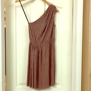 Metallic brown one shoulder dress